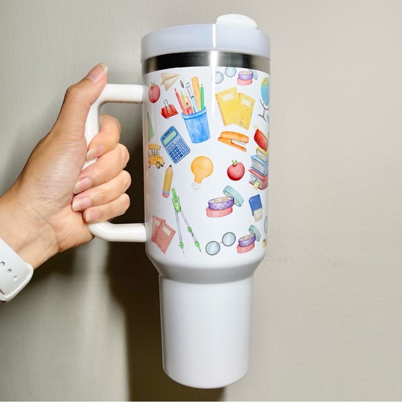 Teacher 40 oz Tumbler/Water bottle/Mug with handle and straw.Birthday gifts for - Picture 3 of 10